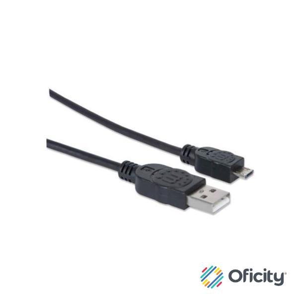 Cable Manhattan USB-A Micro USB-B 2.0 Alta Velocidad 1m Color Negro