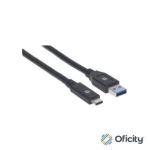 Cable Manhattan USB A-C 3.1 Súper Velocidad 3m Color Negro