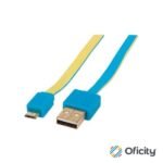 Cable Manhattan Plano Alta Velocidad Micro-B USB 1m Color Azul-Amarillo