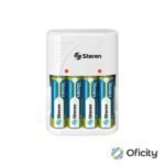 Cargador de Pilas Steren para AA/AAA 9VC NICD/NIMH Incluye 4 Pilas AA