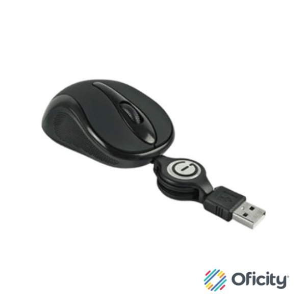 Mini Mouse Easy Line Óptico Retráctil Alámbrico 1000dpi Color Negro