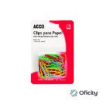 CLIP ACCO DE COLORES CAJA CON 100 PZAS.