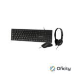 Kit Alámbrico Perfect Choice 3en1 Teclado-Mouse-Diadema para Oficina Color Negro