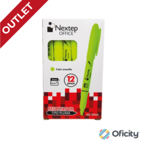 Marcador Nextep Resaltador Tipo Pluma Color Amarillo C/12 Pzas