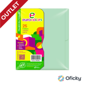Folder Eurocolors Verde Pastel Escolar Carta  25 Pzs
