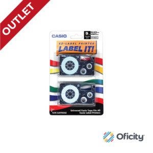 Cinta Rotulador Casio 9mm Negro/Blanco