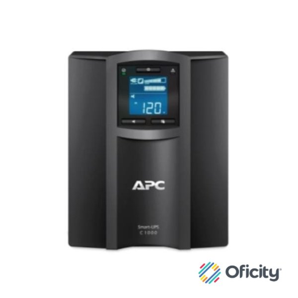 UPS APC 1000VA/600W Pantalla LCD 120V Conexión Inteligente Torre de Onda Sinusoidal Pura 8 Contactos Color Negro