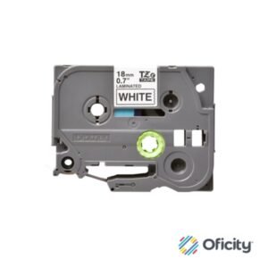 Cinta Brother TZE241 Laminada Negro sobre Blanco 18mmx8m PT300/310B/330/530