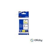 Cinta Brother TZeS211 Laminada Súper Adhesiva Texto Negro Fondo Blanco 6mmx8m