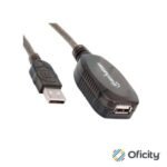 Cable Manhattan USB 2.0 Alta Velocidad Extensión Activa 10m Color Negro