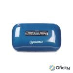 Hub Manhattan USB Alta Velocidad 2.0 Alimentación Dual 7 Puertos Color Azul