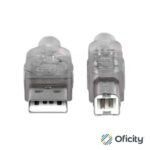 Cable Manhattan USB B Alta Velocidad 2.0 A-B 3m Color Plata