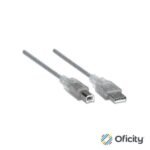 Cable Manhattan USB A-B 2.0 Alta Velocidad 4.5m Color Plata
