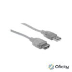 Cable Manhattan Extensión USB A-B 2.0 Alta Velocidad 4.5m Color Plata