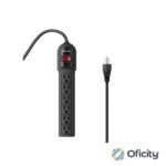 Barra PDU Steren Multicontacto 6 Salidas Verticales Reset Iluminado Color Negro