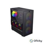 Gabinete Game Factor CSG800 ATX Vidrio Templado Interacción Lateral con RGB USB 2.0/3.0 Color Negro