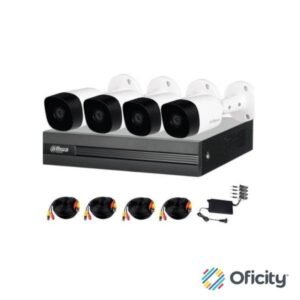 Kit de 4 Canales Dauha 5MP DVR Cooper-I WizSense con IA/H.265+/4 Cámaras B2A51 Metálicas/4Ch+1 IP o Hasta 5 Canales IP