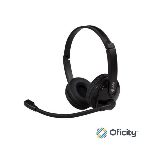 Diadema Stylos Call Center Ergónimica Micrófono/Manos Libres Color Negro