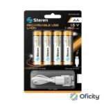 4 BATERIAS RECARGABLES STEREN USB LI-ION AA 1460