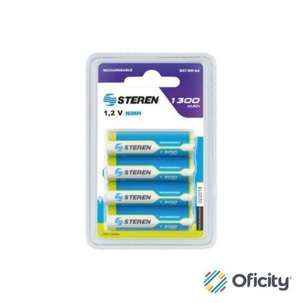 Pilas Recargables Steren "AA" NiMH 1300 mAh Paquete C/4
