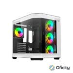 Gabinete Gamer Balam Rush Media Torre Tank Master 9600TB Max MB ATX Ultra Wides/USB-C/USB 3/Audio Fan ARGB Blanco- Negro