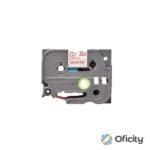 Cinta Brother TZE252 Laminada Estándar Texto Rojo Fondo Blanco 24mmx8m