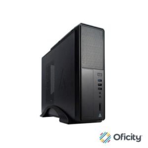 Gabinete  Acteck Mini Torre Slim Brook GS470 Max MB M-ATX Fuente TFX 500 W 1x USB 3.0 + 2x USB 2.0 + 1xFan Full Metalico + Frente Solido Negro