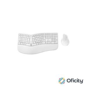 Kit Acteck  2 en 1 Inalambrico Creator Virtuos Fitt MK770 / Teclado Ergonomico + Mouse Vertical/Elite Blanco