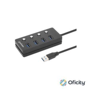 Manhattan Hub USB 3.2 con 4 puertos Tipo-A e interruptor por puerto