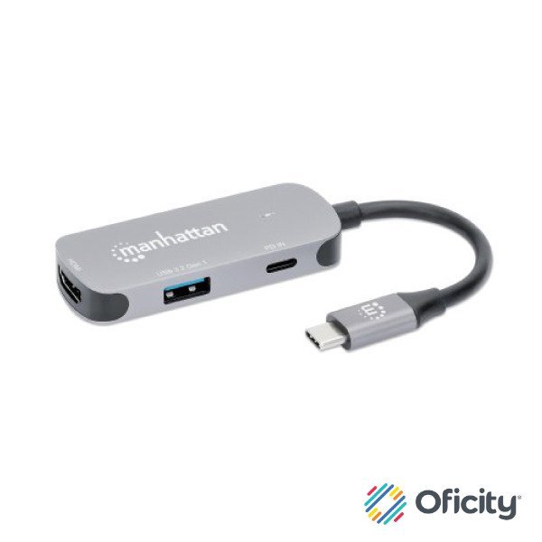 Docking Manhattan USB-C 3 Ptos HDMI 4K@60Hz USB-C