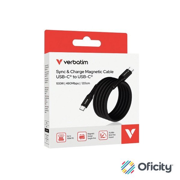 Cable Magnético Verbatim Compacto 100W 12cm Color Negro