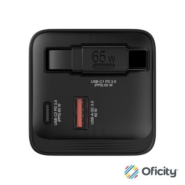 Cargador Verbatim GaN 65W de Cable retráctil