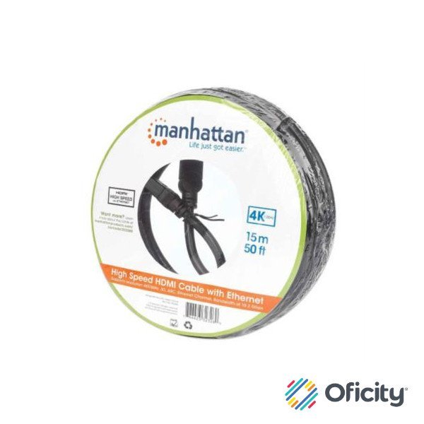 Cable Manhattan Alta Velocidad Canal Ethernet HDMI M-M 15m Color Negro