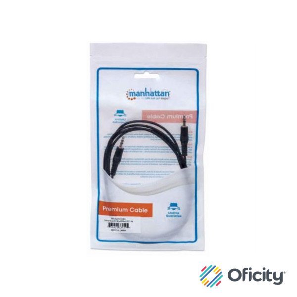 Cable Manhattan Audio Estéreo 3.5mm M-M 1.8m Color Negro