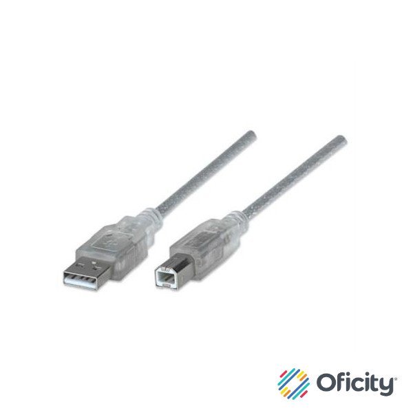 Cable Manhattan USB A-B 2.0 Alta Velocidad 4.5m Color Plata