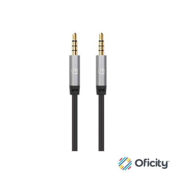 Cable Manhattan Auxiliar Audio Estéreo 3.5mm 5m Color Negro-Plata