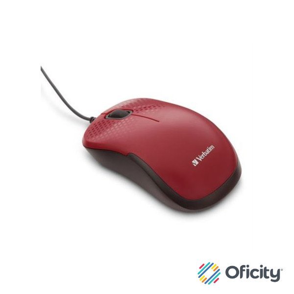 Mouse VERBATIM Silencioso Alámbrico Óptico - Rojo