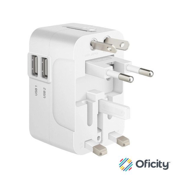 Adaptador STEREN universal de contactos para viaje con cargador USB doble