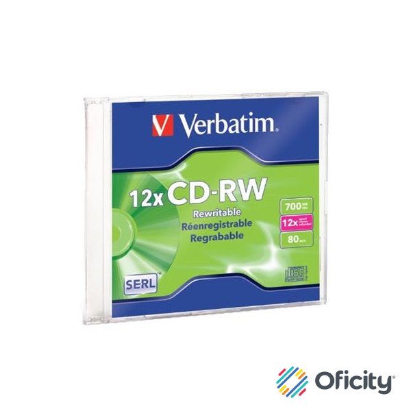 Disco VERBATIM CD-RW 4X-12X 80MIN 700MB Slim Case