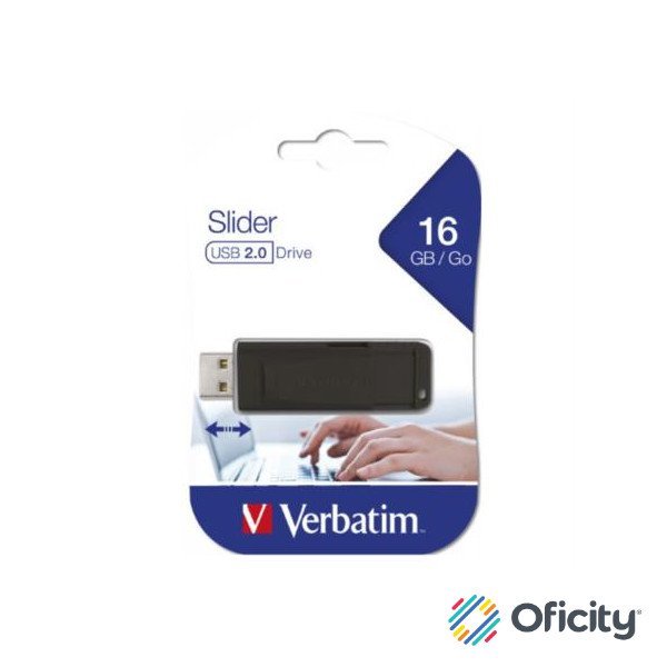 Memoria USB VERBATIM Flash 2.0 Slider 16GB - Negro