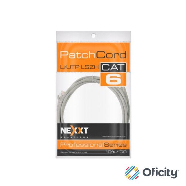 Cable de Conexion Nexxt Solutions U/UTP Cat6 3 Mts LSZH (Compuesto sin Halogeno de Baja Toxicidad) Gris