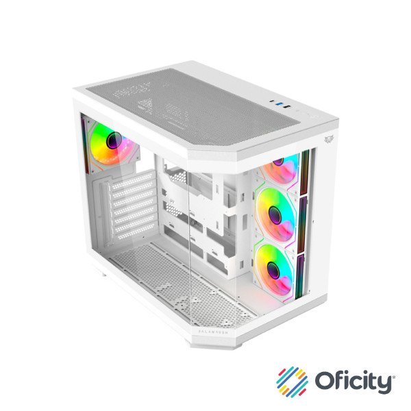 Gabinete Gamer Balam Rush Media Torre Tank Master 9600TB Max MB ATX Ultra Wides/USB-C/USB 3/Audio Fan ARGB Blanco