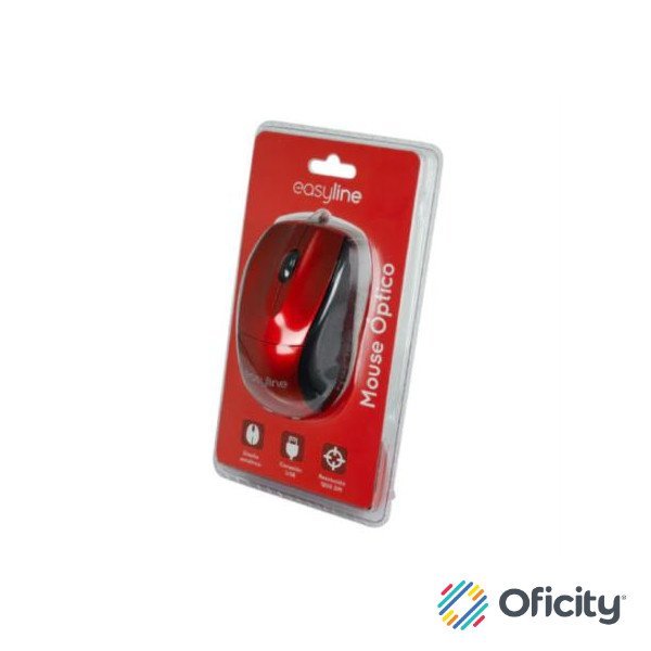 Mouse Easy Line Óptico Alámbrico USB 1200dpi Color Rojo