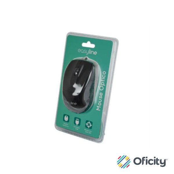 Mouse Easy Line Óptico Alámbrico USB 1200dpi Color Negro