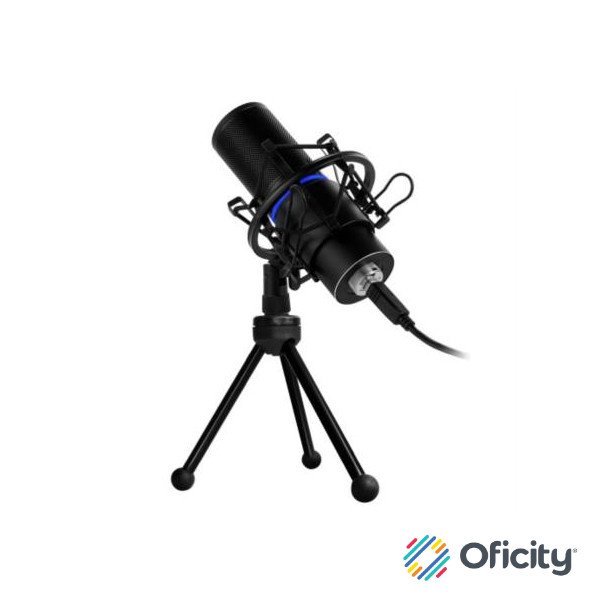 Micrófono Game Factor MCG700 Profesional LED Ajuste Volumen Stand Anti Pop USB Color Negro