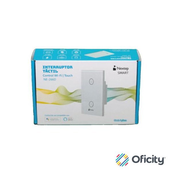 Interruptor Nextep Smart de Luz Pared Táctil Doble Control Wi-Fi