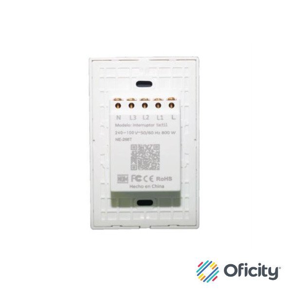 Interruptor Nextep Smart de Luz Pared Táctil Triple Control Wi-Fi