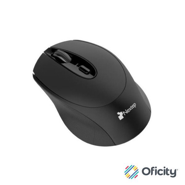 Mouse Nextep Inalámbrico Ergónomico USB 1600 dpi Batería Incluida Color Negro