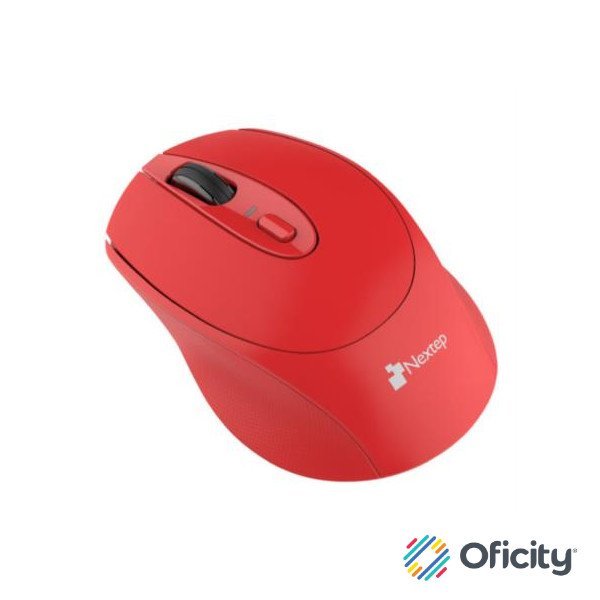 Mouse Nextep Inalámbrico Ergónomico USB 1600 dpi Batería Incluida Color Rojo