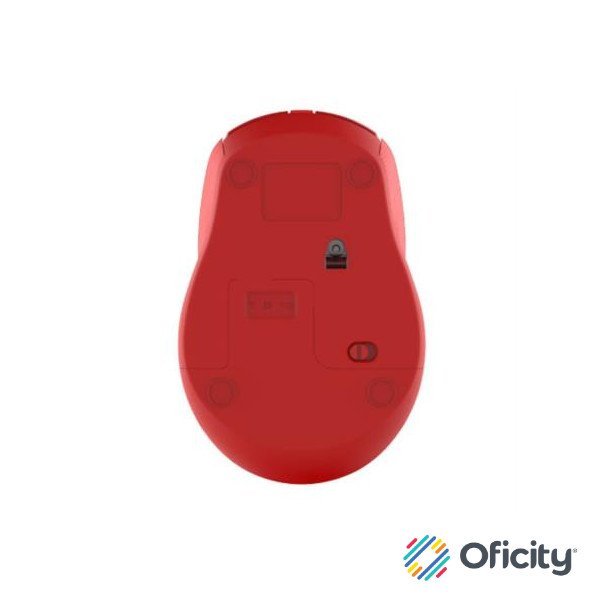 Mouse Nextep Inalámbrico Ergónomico USB 1600 dpi Batería Incluida Color Rojo